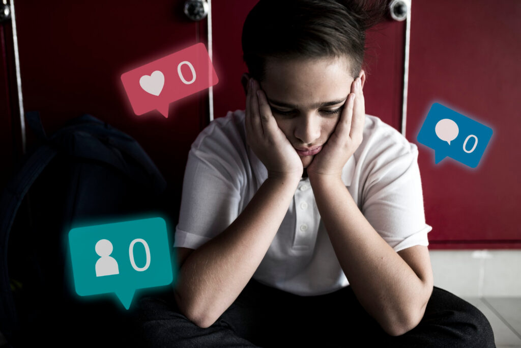 Auto-Reset Your Mood: Unhappy teen with no social media influence