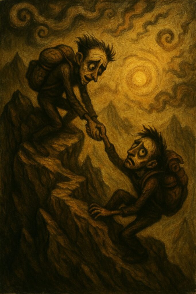 Helping people when you feel broken: offering a helping hand halfway through the climb