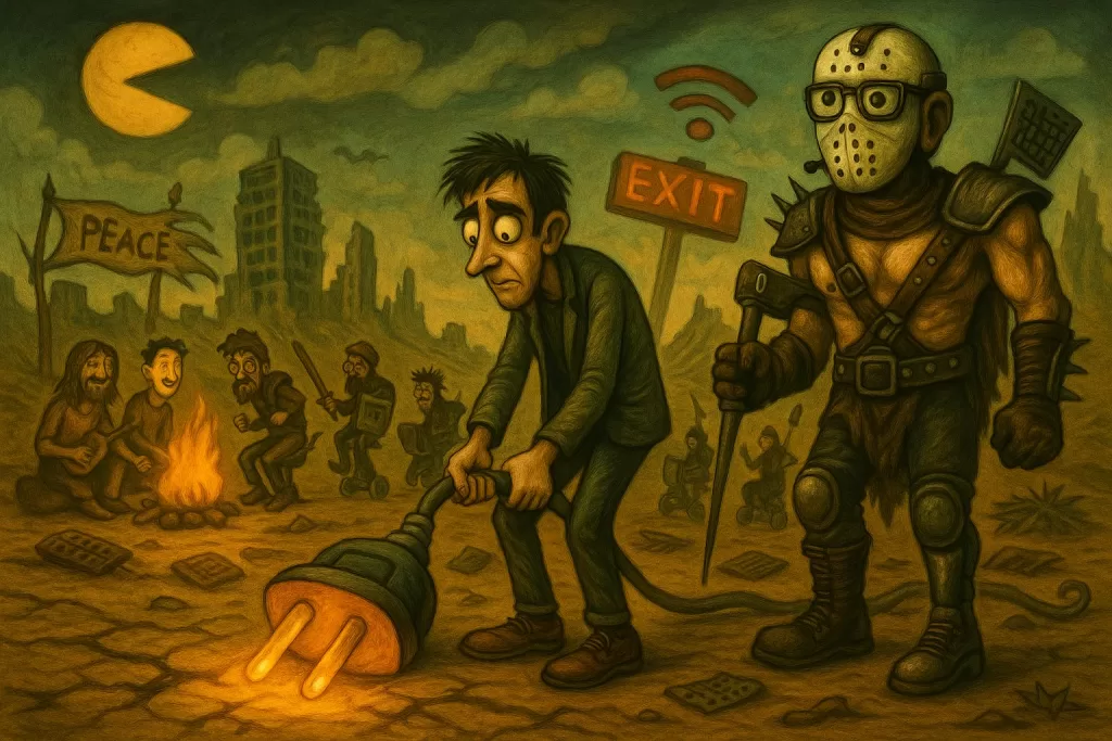 geeks ruling the world: dystopian future with a Nerd version of Lord Humungus