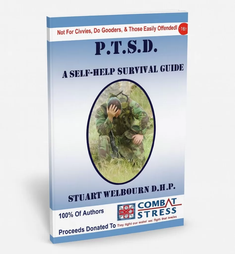 PTSD: A Self-Help Survival Guide by Stuart Welbourn – book cover mock-up supporting Combat Stress charity